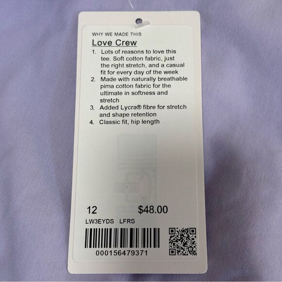 NWT Sz 12 LOVE CREW Curved-Hem Crewneck T-Shirt - Lavender Frost LFRS Lululemon - Picture 10 of 10